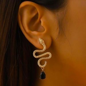 Gold Snake Dangle Earrings